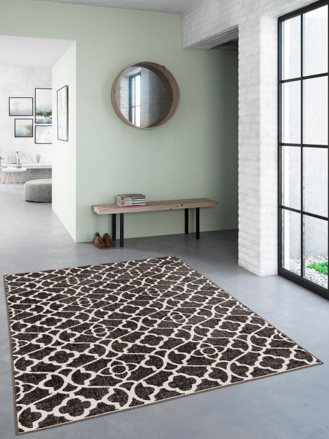 

OBSESSIONS Brown & White Geometric Polypropylene Carpet