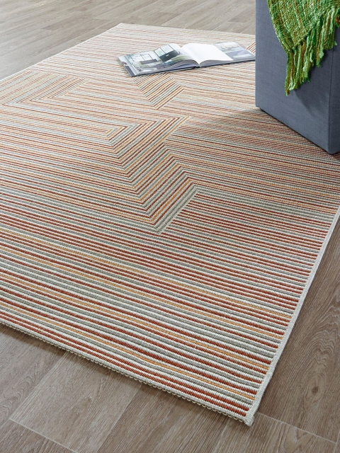 

OBSESSIONS Red & Grey Striped Polypropylene Carpet