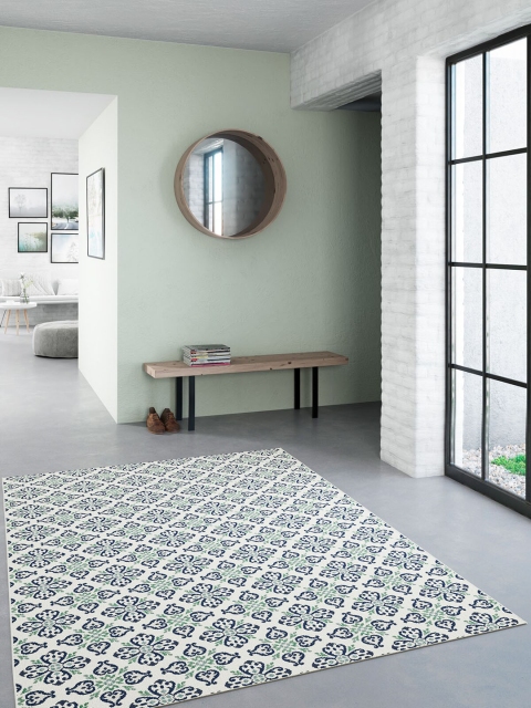 

OBSESSIONS Blue & White Ethnic Motifs Polypropylene Carpet