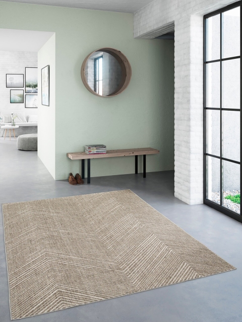 

OBSESSIONS Beige Geometric Contemporary Polypropylene Carpet