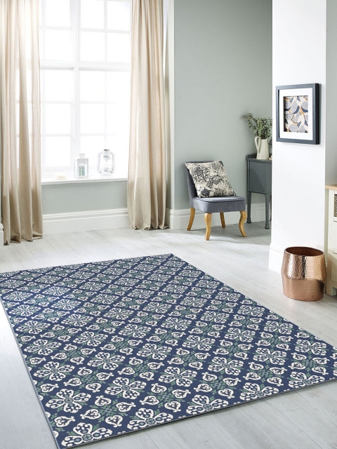 

OBSESSIONS Blue & White Ethnic Motifs Polypropylene Carpet