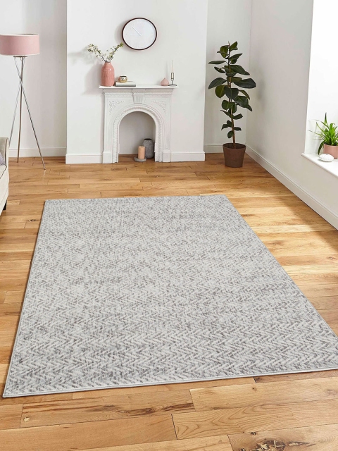 

OBSESSIONS Cream-Coloured & Grey Geometric Polypropylene Carpet