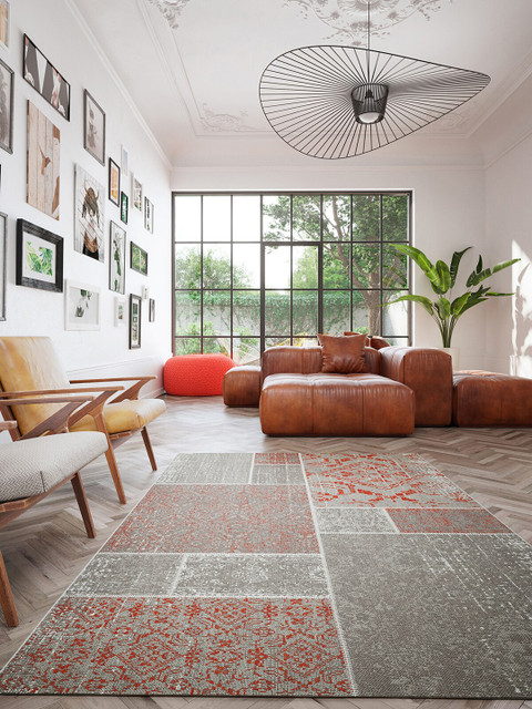 

OBSESSIONS Red & Grey Ethnic Motifs Polypropylene Carpet