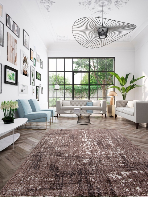 

OBSESSIONS Brown & White Abstract Polypropylene Carpet