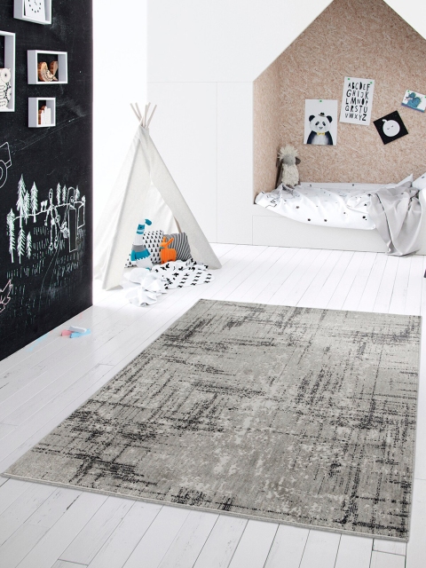 

OBSESSIONS Grey & Black Patterned Polypropylene Carpet