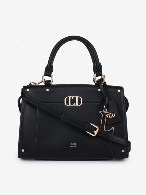 

LYN Black Embellished PU Structured Handheld Bag