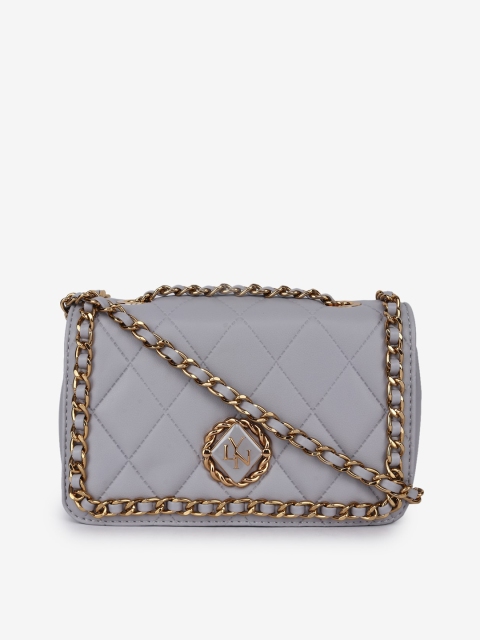 

LYN Grey Textured PU Structured Handheld Bag with Quilted