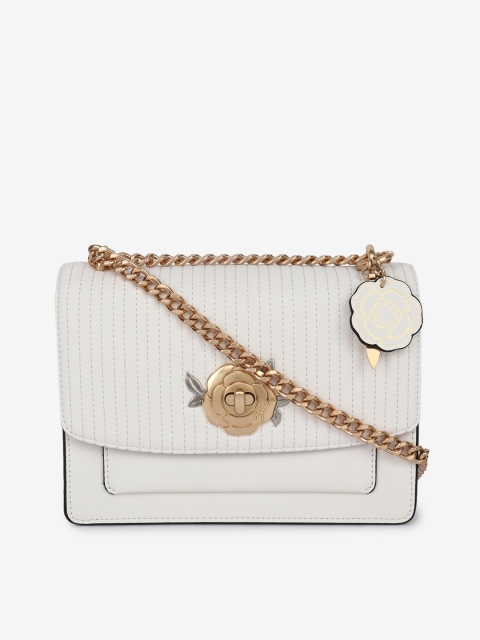 

LYN Off White PU Structured Sling Bag with Quilted