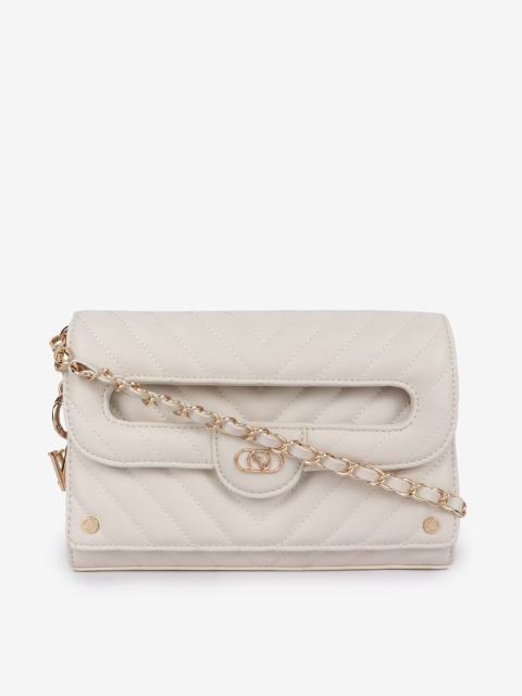 

LYN Off White PU Structured Sling Bag with Quilted