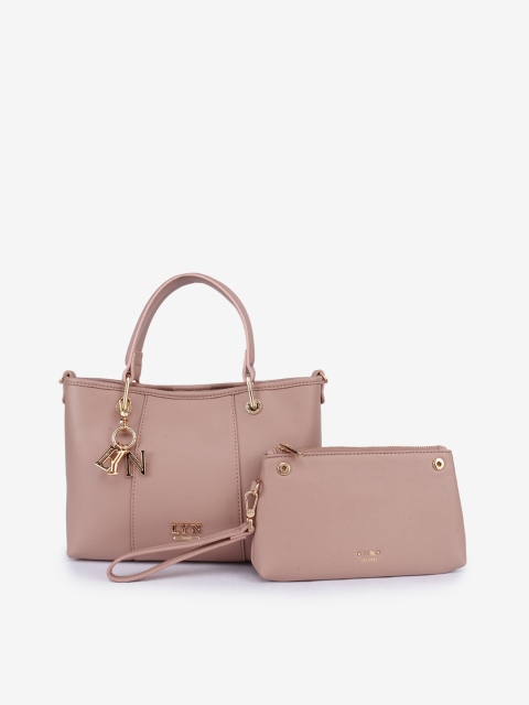 

LYN Pink Embellished PU Oversized Structured Handheld Bag