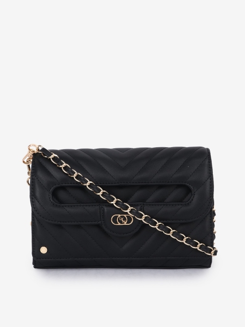 

LYN Black PU Structured Sling Bag with Quilted