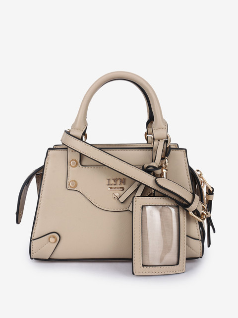 

LYN Beige PU Structured Handheld Bag with Tasselled