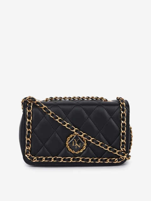 

LYN Black PU Structured Sling Bag with Quilted