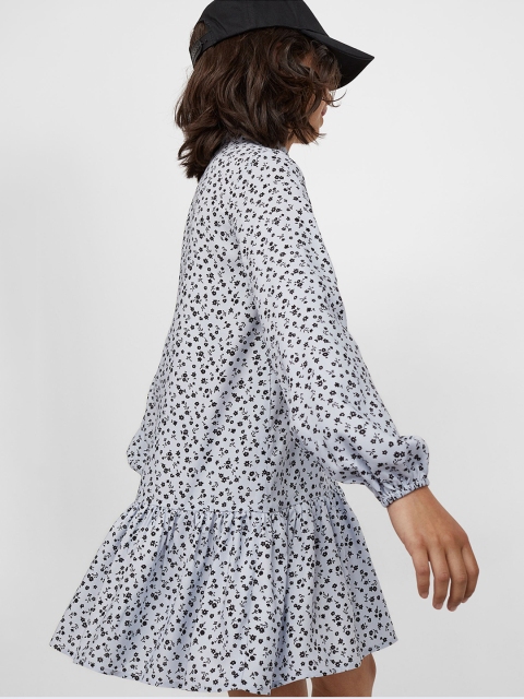 

H&M Girls Floral Printed Shirt dress, Blue