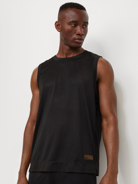 

H&M Men Black Relaxed Fit Basketball Top T-shirt