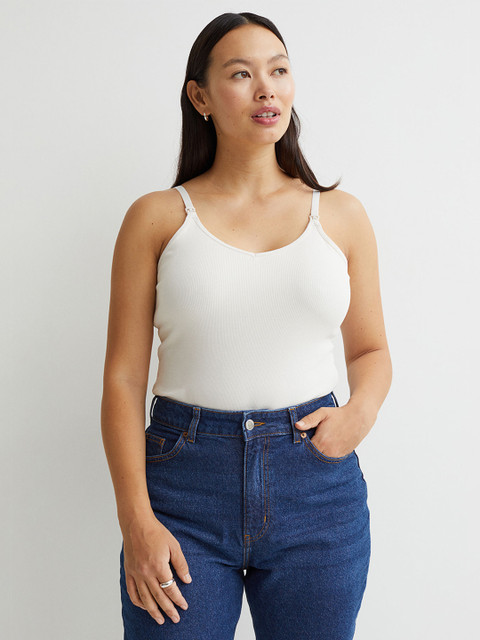 

H&M White MAMA Ribbed Nursing Top