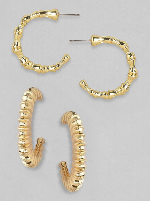 

TOKYO TALKIES X rubans FASHION ACCESSORIES Set of 2 Gold Plated Classic Hoop Earrings