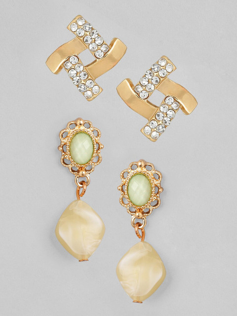 

TOKYO TALKIES X rubans FASHION ACCESSORIES Gold Plated Set-2 Gold-Toned Studs Earrings