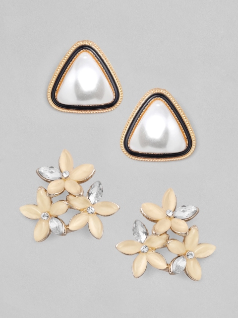 

TOKYO TALKIES X rubans FASHION ACCESSORIES Set of 2 Gold-Plated Studs Earrings