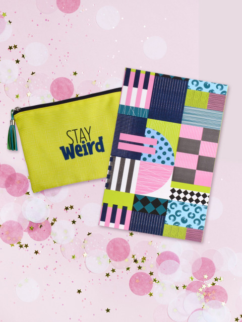 

Doodle Yellow & Pink Printed Notebook & Pouch