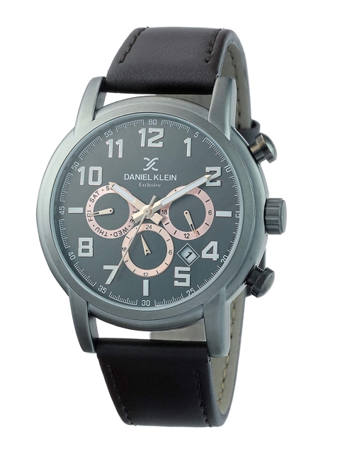 

Daniel Klein Men Grey Dial & Brown Leather Straps Analogue Watch DK.1.12361-5