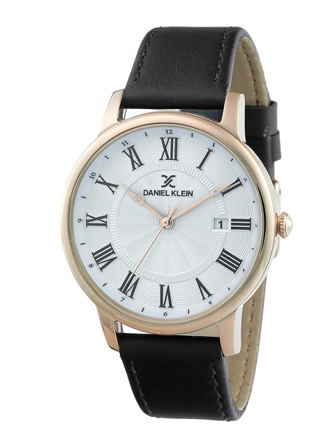 

Daniel Klein Men Silver-Toned Dial & Black Leather Straps Analogue Watch DK.1.12261-6