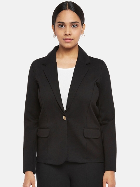 

Annabelle by Pantaloons Women Black Solid Single-Breasted Casual Blazer