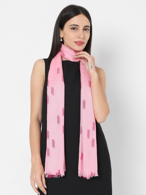 

SALWAR STUDIO Women Pink Rayon Ikkat Printed Stole