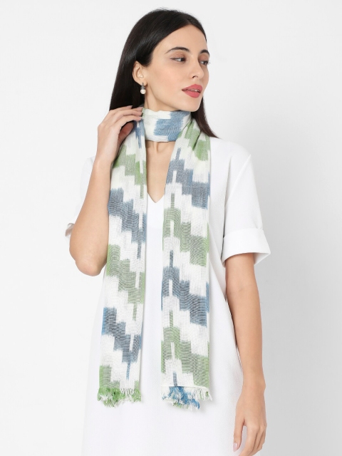 

SALWAR STUDIO Women Blue & White Rayon Ikkat Printed Stole