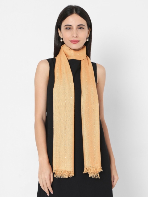 

SALWAR STUDIO Women Beige Embroidered Solid Stole