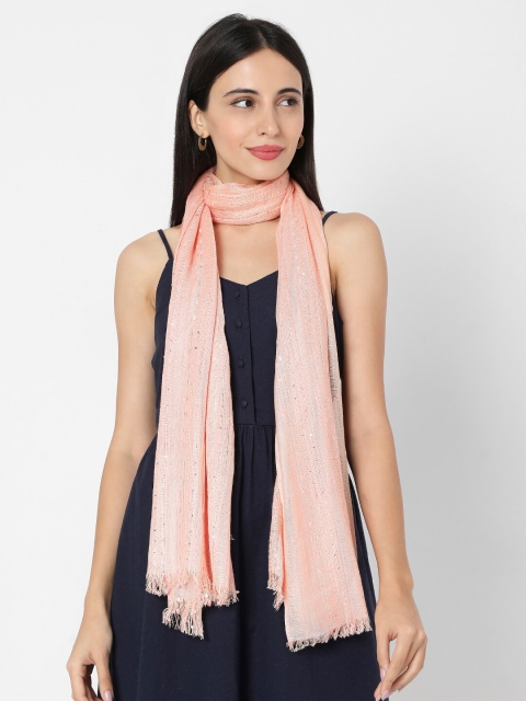 

SALWAR STUDIO Women Peach-Coloured Embroidered Stole