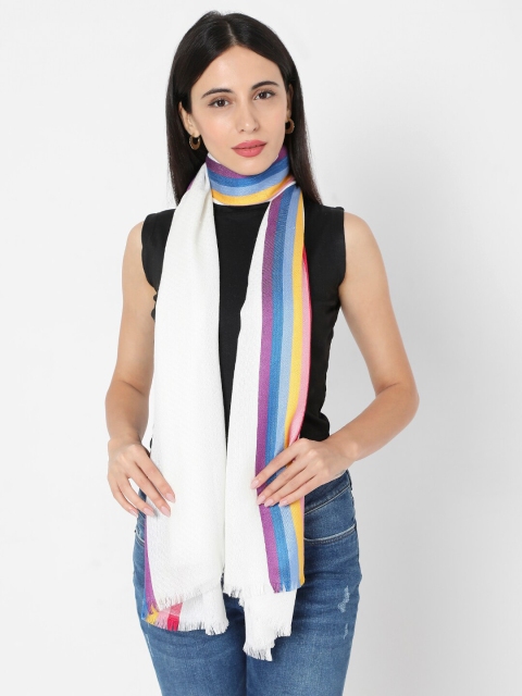 

SALWAR STUDIO Women White & Multicoloured Printed Stole