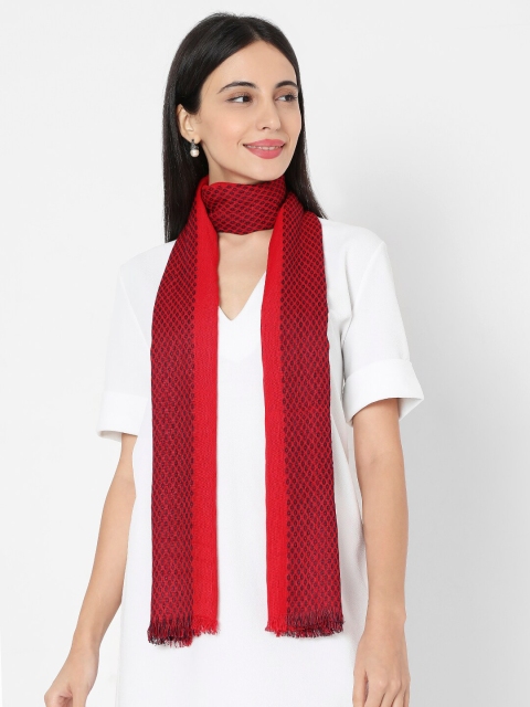 

SALWAR STUDIO Women Red & Black Rayon Dobby Patta Printed Stole