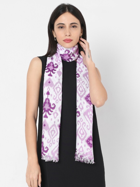 

SALWAR STUDIO Women Purple & White Ikhat Printed Stole