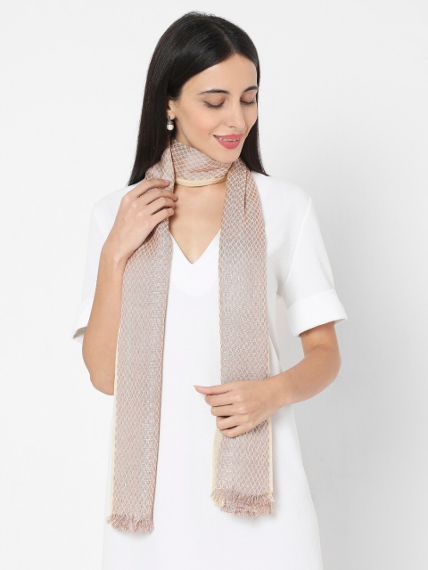 

SALWAR STUDIO Women Beige Rayon Dobby Patta Printed Stole