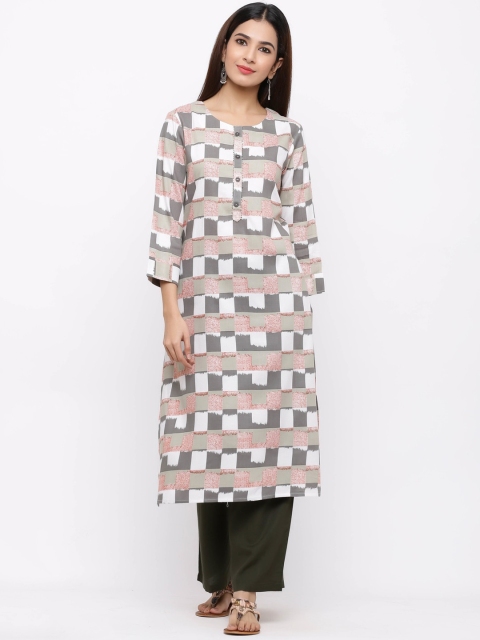

ZOLA Women White Printed Regular Kurta with Palazzos