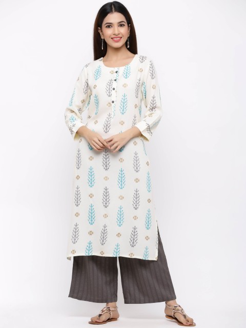 

ZOLA Women White Floral Printed Regular Kurta with Palazzos
