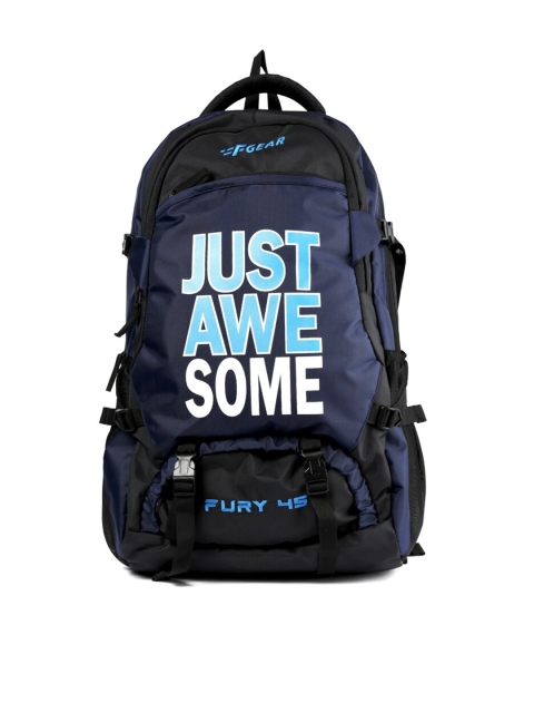 

F Gear Unisex Navy Blue & Black Graphic Printed Backpack with Compression Straps