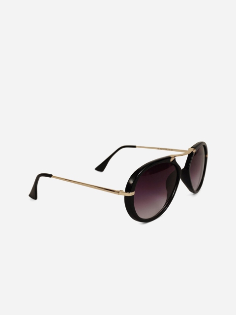 

MARC LOUIS Unisex Purple Lens & Black Oval Sunglasses with UV Protected Lens