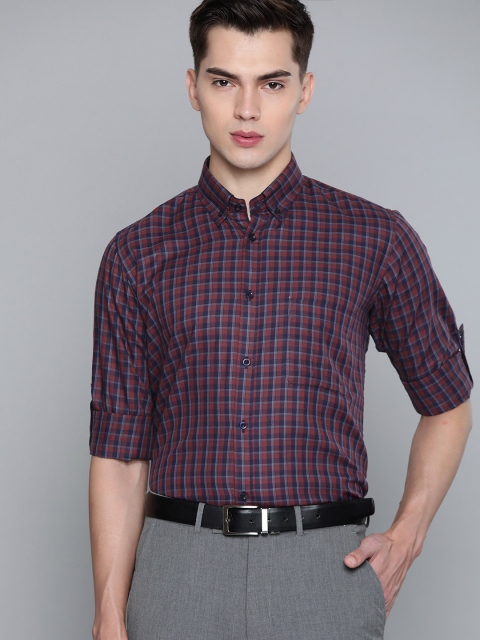 

DENNISON Men Purple Smart Slim Fit Gingham Checks Opaque Checked Formal Shirt
