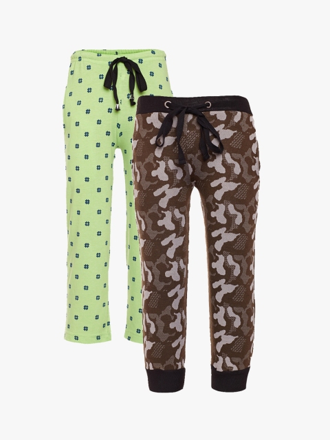 

VIMAL JONNEY Kids Set of 2 Printed Track Pants, Green