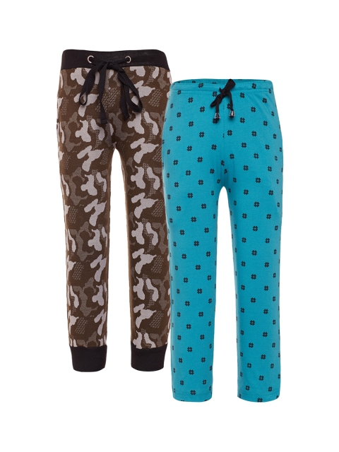 

VIMAL JONNEY Kids Set of 2 Printed Track Pants, Brown
