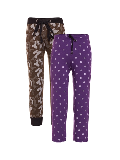 

VIMAL JONNEY Kids Set of 2 Printed Track Pants, Purple
