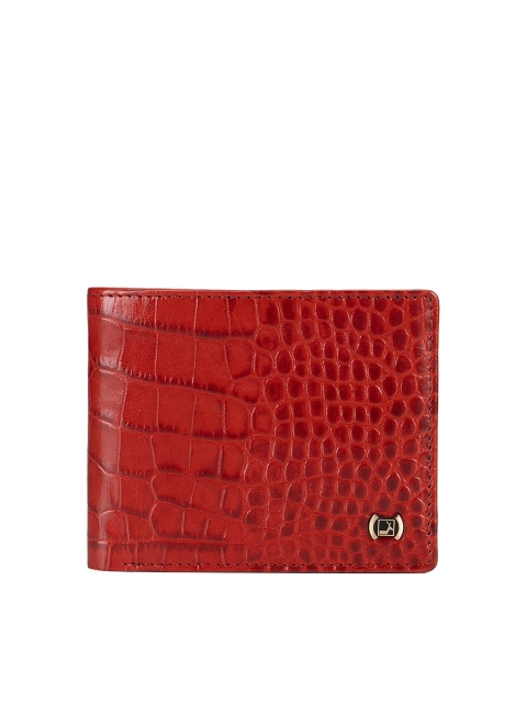 

Da Milano Men Red Textured Leather Two Fold Wallet