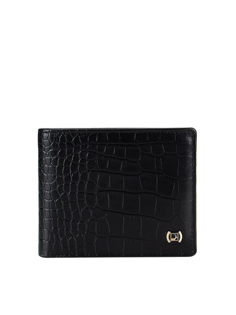 

Da Milano Men Black Textured Leather Two Fold Wallet
