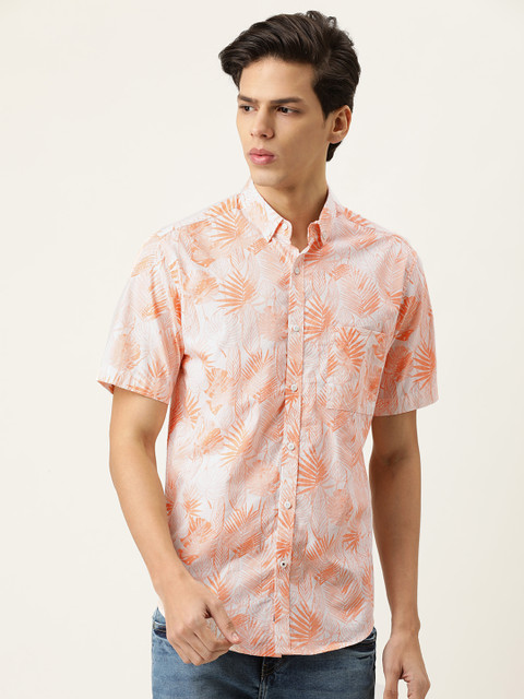 

Bene Kleed Men Orange Floral Cotton Printed Casual Shirt
