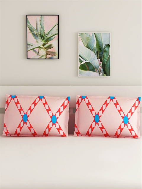 

Salona Bichona Set Of 2 Pink Printed Pillow Cover