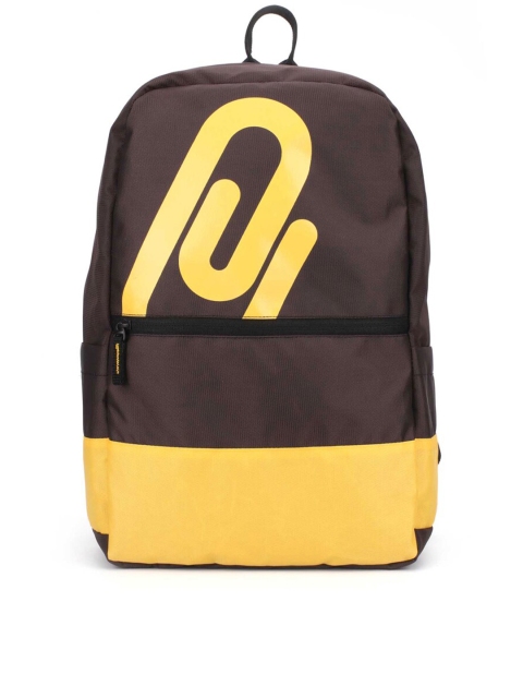 

QIPS Men Brown & Yellow Brand Logo Contrast Detail Backpack with Anti-Theft