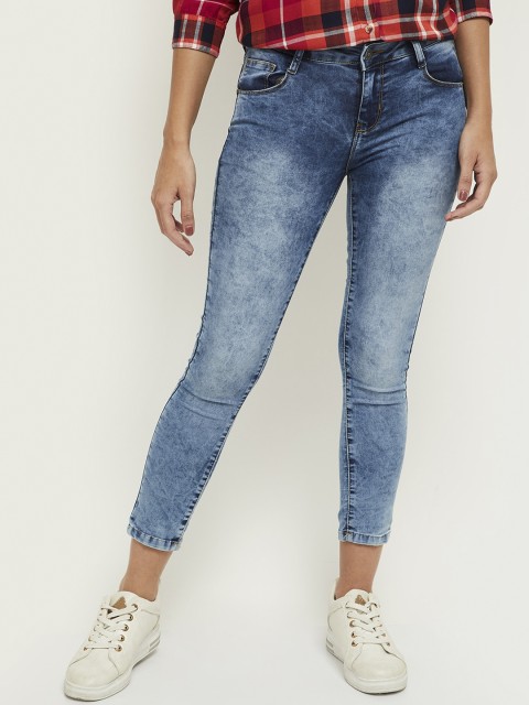 

max Women Blue Skinny Fit Heavy Fade Jeans