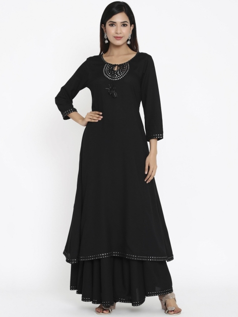 

ZOLA Women Black Mirror work Kurta with Palazzos